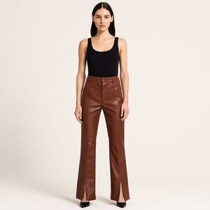 Jason Wu Brown Leather Cropped Flare Pants